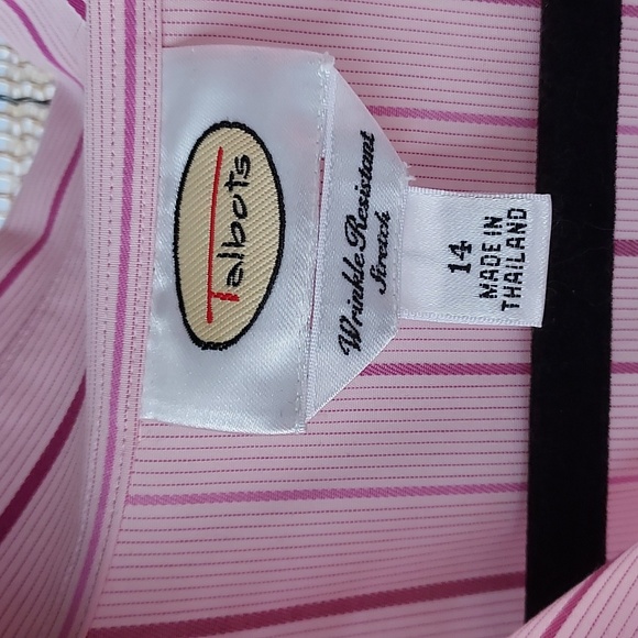 Talbots Pink Striped Button Down Top -14 - Picture 4 of 5